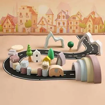 let's make Wooden Toys Arch Animal Stacking Blocks | Montessori Toys Building Blocks for Toddlers Age 3 4 Years Old | Open Ended Preschool Activity Educational Balancing Toy 21PCS Gift Set for Kids