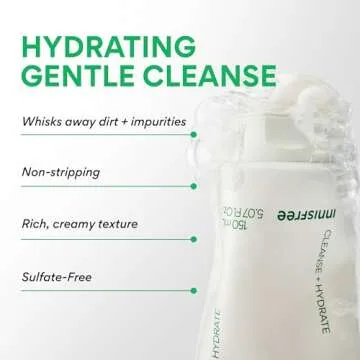 innisfree Green Tea Amino Acid Cleansing Foam, Sulfate Free, Hydrating Korean Face Wash with Gentle ...
