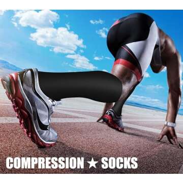 Open Toe Compression Socks for Men Women - 15-20 mmHg