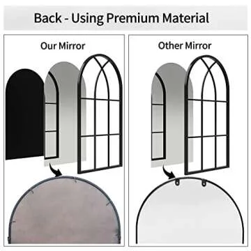 ironsmithn Arched Mirror, 41.3"x24" Windowpane Mirror, Window Finished Metal Mirror, Black Grid Mirror for Decor Living Room Fireplace Entryway Bedroom Hallway