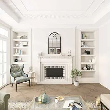 ironsmithn Arched Mirror, 41.3"x24" Windowpane Mirror, Window Finished Metal Mirror, Black Grid Mirror for Decor Living Room Fireplace Entryway Bedroom Hallway