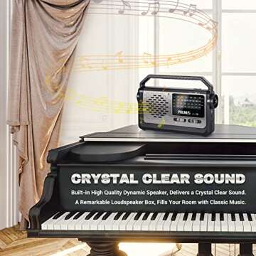 NOAA Weather AM FM Portable Radio with Best Reception,Flashlight, Earphone Jack,Battery Operated Radio by 3X D Cell Batteries or AC Power for ICE Storms Emergency Use,Plug in Wall by PRUNUS J15WB