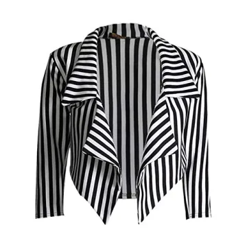 Loxdonz Women's Stylish Striped Waterfall Blazer for Parties