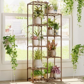 Bamworld Plant Stand Indoor Tall Plant Shelf Outdoor Corner Plants Table Wood Flower Stand for Livin...