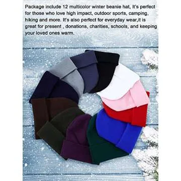 Zhanmai 12 Pack Winter Beanie Hats Bulk Warm Knitted Cuffed Skull Cap for Men Women(Multicolor)