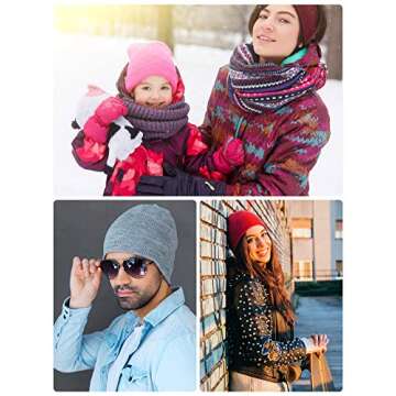 12 Pack Warm Beanie Hats - Unisex Winter Cuffed Hats