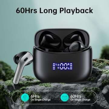 ZINGBIRD X15 Wireless Earbuds Bluetooth 5.4 with 60Hrs Playtime and IPX7 Waterproof