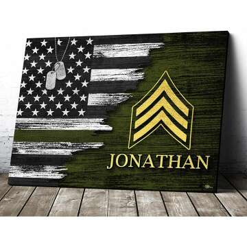 Personalized Military Insignia Canvas Art for Veterans