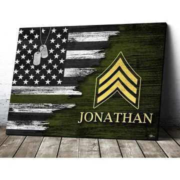 Personalized Military Insignia Canvas Art for Veterans