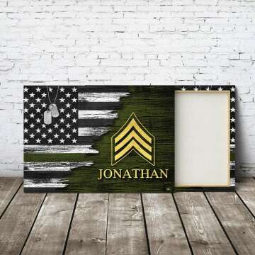 Personalized Military Insignia Canvas Art for Veterans