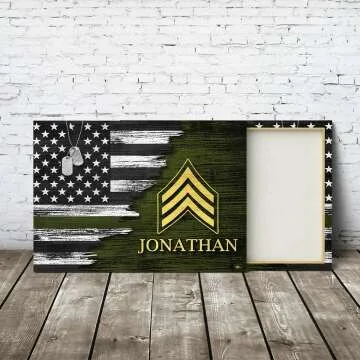 Personalized Military Insignia Canvas Art for Veterans