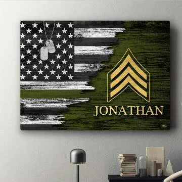 Personalized Military Insignia Canvas Art for Veterans