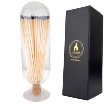 Extra Tall 11" Decorative Glass Matches Cloche - Gift Set with Matches and Striker Strip