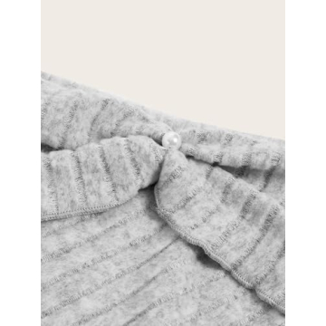 MakeMeChic Women Off Shoulder Ribbed Tee Light Grey