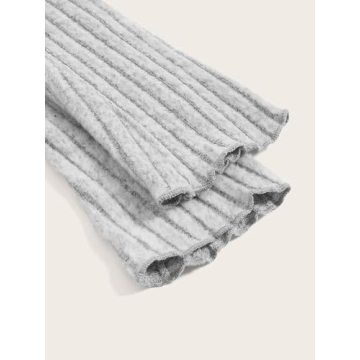 MakeMeChic Women Off Shoulder Ribbed Tee Light Grey