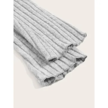 MakeMeChic Women Off Shoulder Ribbed Tee Light Grey