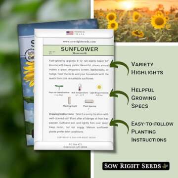 Sow Right Seeds - Mammoth Sunflower Seeds to Plant - Grow Giant Sunflowers in Your Garden - Non-GMO ...