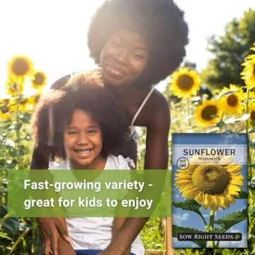 Sow Right Seeds - Mammoth Sunflower Seeds to Plant - Grow Giant Sunflowers in Your Garden - Non-GMO Heirloom Seeds for Planting an Outdoor Garden - Bright Yellow Blooms - Attract Bees and Birds (1)