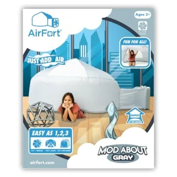 The Original Patented AirFort - Build A Fort in 30 Seconds, Inflatable Fort for Kids, Play Tent for 3-12 Years, A Playhouse Where Imagination Runs Wild, Fan not Included (Mod About Gray)