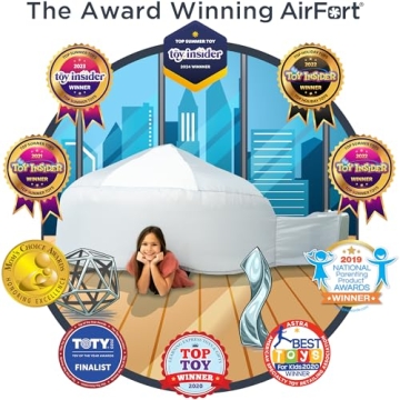 The Original Patented AirFort - Build A Fort in 30 Seconds, Inflatable Fort for Kids, Play Tent for 3-12 Years, A Playhouse Where Imagination Runs Wild, Fan not Included (Mod About Gray)