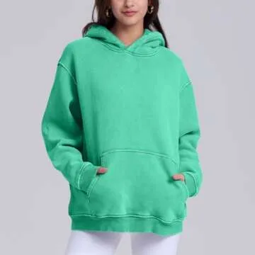 FAIABLE Mens Hoodies Pullover Oversized Hoodie Plush Fleece Hooded Sweatshirt Vintage Heavyweight Hoodie Cotton Big and Tall Hoodies for Men Couples Winter Autumn College Streetwear Mint Green