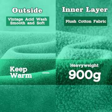 FAIABLE Mens Hoodies Pullover Oversized Hoodie Plush Fleece Hooded Sweatshirt Vintage Heavyweight Hoodie Cotton Big and Tall Hoodies for Men Couples Winter Autumn College Streetwear Mint Green