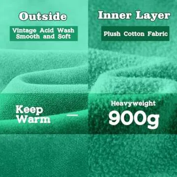 FAIABLE Mens Hoodies Pullover Oversized Hoodie Plush Fleece Hooded Sweatshirt Vintage Heavyweight Hoodie Cotton Big and Tall Hoodies for Men Couples Winter Autumn College Streetwear Mint Green