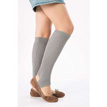 YUANQIAN Women Winter Extra Soft Long Legwarmer Warmer Knitted Stirrup Leg Warmers for Yoga Ballet Dance (Black +White +Grey+Pink-4pair)