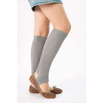 YUANQIAN Women Winter Extra Soft Long Legwarmer Warmer Knitted Stirrup Leg Warmers for Yoga Ballet Dance (Black +White +Grey+Pink-4pair)