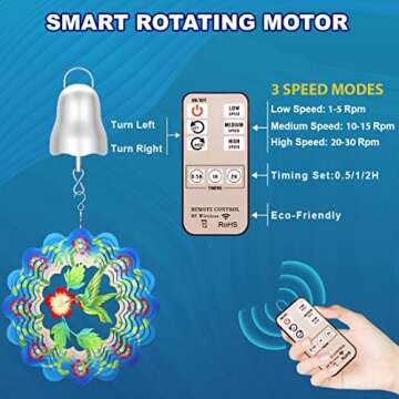 Wind Spinner Motor, 1-30 RPM Disco Ball Motor Battery Operated with Remote, Timing & Direction Setting, Slow Spinning Baby Crib Mobile Motor, Rotating Silver Wind Chime Motor for Mirror Ball Ornaments