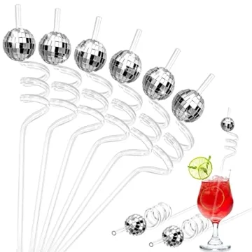 24 Set 70s Disco Ball Straws - Decorative Party Essentials for Retro Celebrations