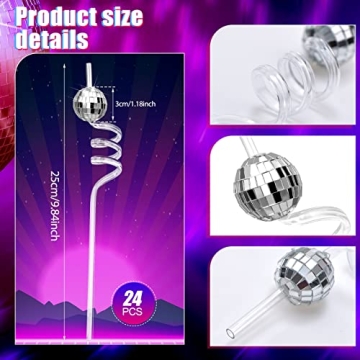 70s Disco Ball Straw Decorations for Vibrant Parties