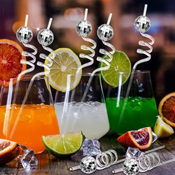 70s Disco Ball Straw Decorations for Vibrant Parties