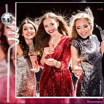 70s Disco Ball Straw Decorations for Vibrant Parties