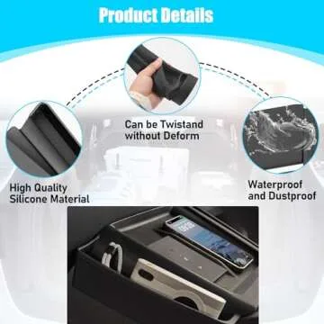 Jaronx Compatible with Tesla Model S/X Wireless Charging Mat with Side Organizer 2021-2024, Anti-Slip Silicone Wireless Charging Pad Cover with Side Storage Pockets for Model S/X Accessories