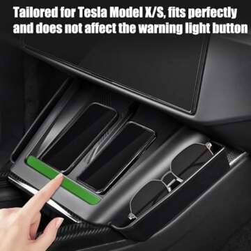 Jaronx Compatible with Tesla Model S/X Wireless Charging Mat with Side Organizer 2021-2024, Anti-Slip Silicone Wireless Charging Pad Cover with Side Storage Pockets for Model S/X Accessories