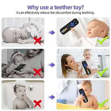 Chuya Baby Remote Control Teether Toy Chew Toy for Babies 0-24 Months Teething Relief Baby Toys for Infants Black+Purple