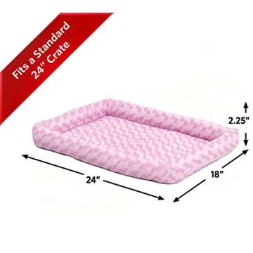 MidWest Homes for Pets Bolster Dog Bed 24L-Inch Pink Dog Bed or Cat Bed w/ Comfortable Bolster | Ide...