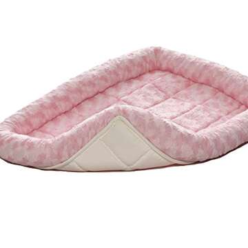 MidWest Homes for Pets Bolster Dog Bed 24L-Inch Pink Dog Bed or Cat Bed w/ Comfortable Bolster | Ideal for "Small" Dog Breeds & Fits a 24-Inch Dog Crate | Easy Maintenance Machine Wash & Dry