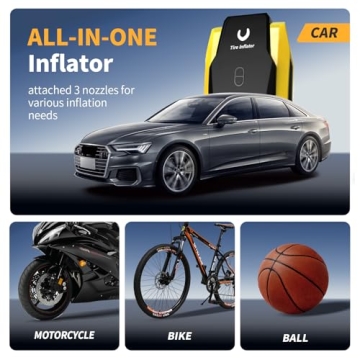 12V Portable Tire Inflator with LED Light & Auto Shutoff