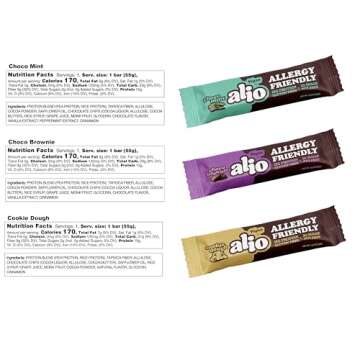 Alio: 3 Flavor Combo Box - Top 9 Allergen Free Protein Bar | High Protein | Nut Free | Low Calorie | Vegan | Gluten Free | non-GMO | Kosher | Plant Based | Amazing Taste! 12 Bars in a Box!