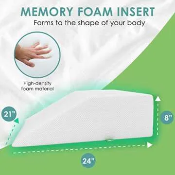 Cushy Form Leg Elevation Pillow - 8 Inch Wedge Pillows for Legs - Elevated Support for Back, Hip and Knee Discomfort & Post-Surgery w/ Washable Cover - White