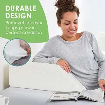 Cushy Form Leg Elevation Pillow - 8 Inch Wedge Pillows for Legs - Elevated Support for Back, Hip and Knee Discomfort & Post-Surgery w/ Washable Cover - White