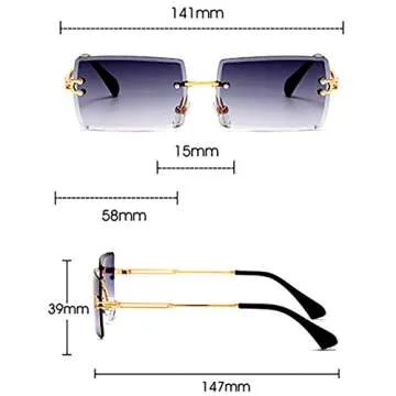 Get Stylish HEPTAGRAM Rimless Rectangle Sunglasses Today