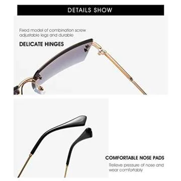 Get Stylish HEPTAGRAM Rimless Rectangle Sunglasses Today