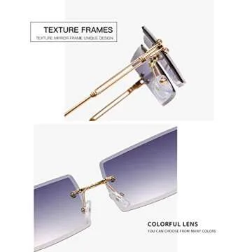 Get Stylish HEPTAGRAM Rimless Rectangle Sunglasses Today