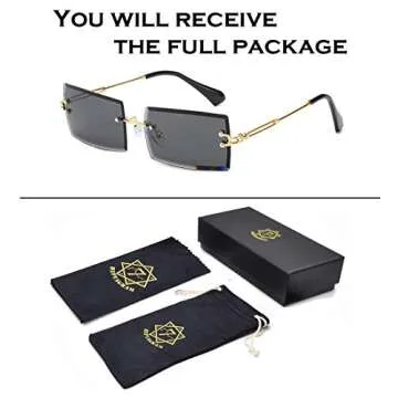 Get Stylish HEPTAGRAM Rimless Rectangle Sunglasses Today