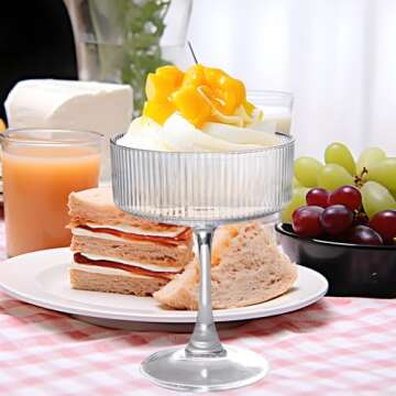 KMIGRUAN 11oz Large Vintage Coupe Glasses Set of 6,Ribbed Cocktail Glasses,Classic Espresso Martini Glasses,Margarita and Champagne Glasses for Bar,Wine,Dessert,Cocktail Glassware Gift Set