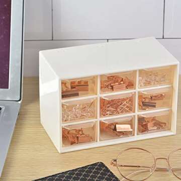 Shoccolt Desktop Drawer Organizer - Mini Plastic Office Supplies Storage Box with 9 Drawers