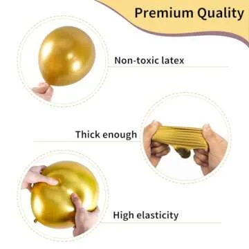 RUBFAC Gold Metallic Balloons for Celebrations